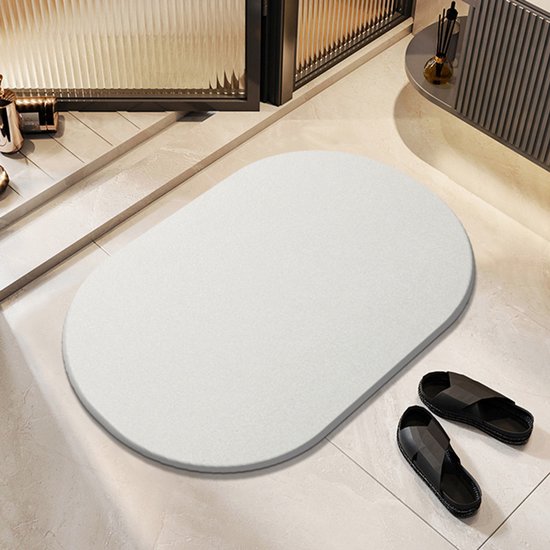 Badmat van diatomeeënaarde – Superabsorberende, sneldrogende mat van steen, antislip, natuurlijke vloermat voor badkamer en keuken, gemakkelijk schoon te maken, modern design, schimmelwerende en geurvrije douchemat, Stijl 7,40*30*0.9cm