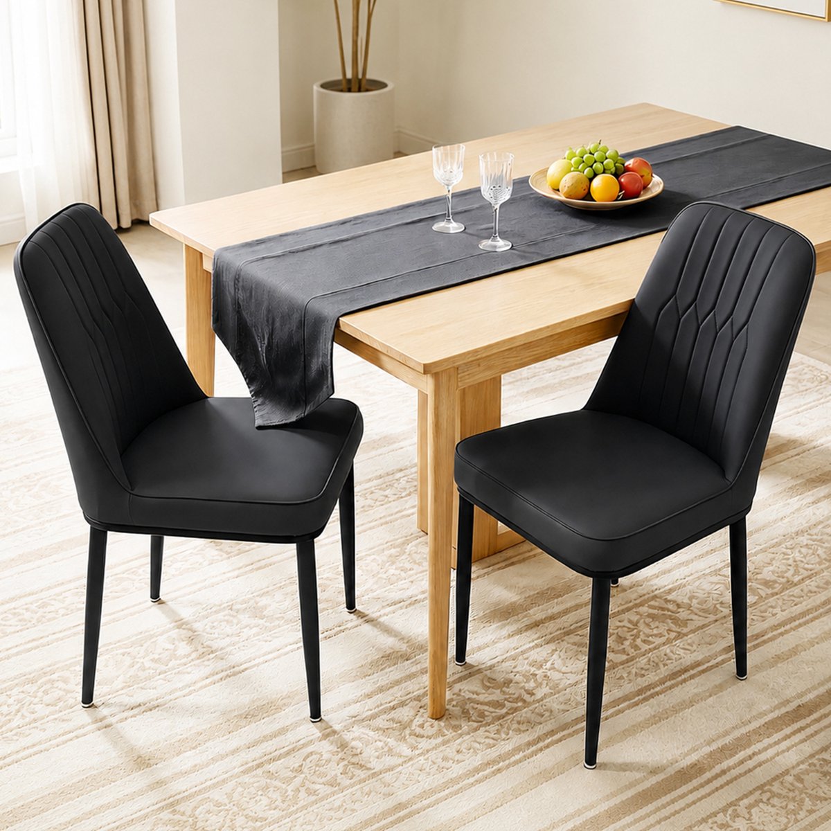 Durrafy® Eetkamerstoelen - Set Van 2 - Eetkamerstoel - Eettafelstoel - Keukenstoel - Eetkamerstoelen - Stoel - Fluweel - PU Leer - Metalen Poten - Modern Design - Max. Draagvermogen 150KG - Donkergrijs