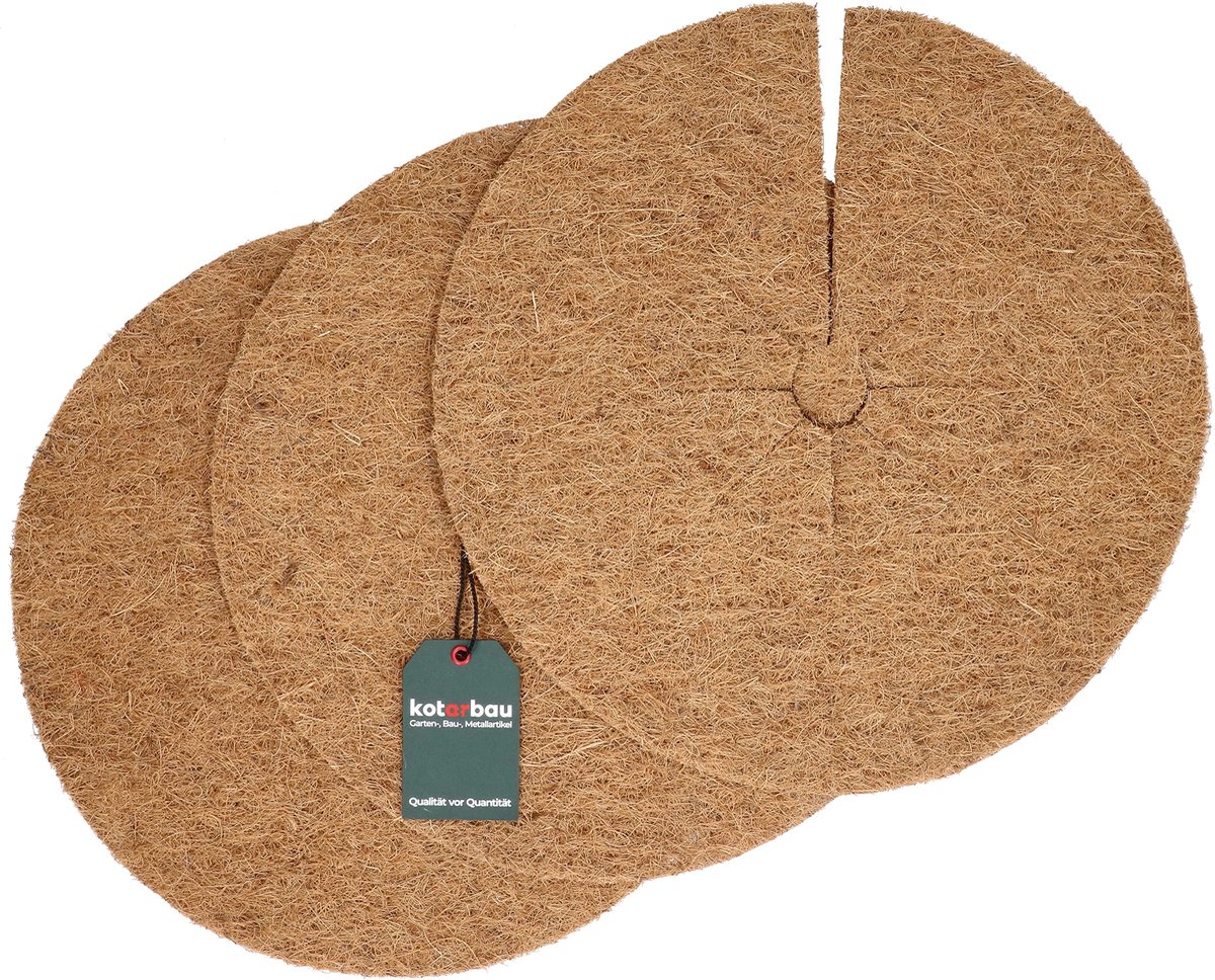 KOTARBAU® 3 stuks Kokosschijf, Kokosvezel, 37 cm, Bruin, Mulchschijf Kokos, voor Planten, Biologisch Afbreekbaar, Onkruidbescherming, Kokosschijven voor Planten