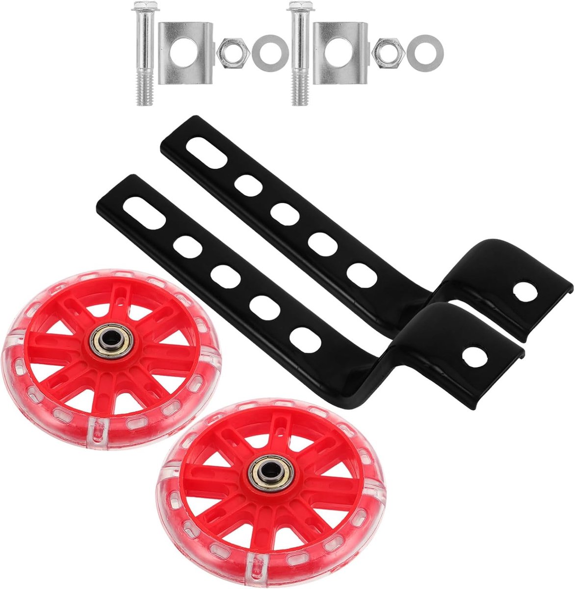 Zijwieltjes Fiets - Oefenwielen Kinderfiets - Leren Fietsen - Verbeterde Stabiliteit - 29 x 11.5 x 2 cm - Rood
