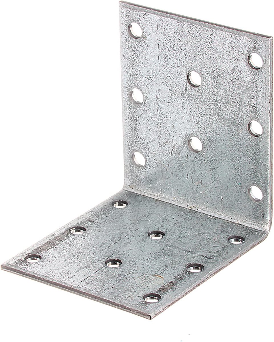 Gatplaathoek - Versterkingshoek Hoekijzer - Houtverbindingen Maken - Sendzimir Verzinkt - 60 x 60 x 50 mm - Zilver