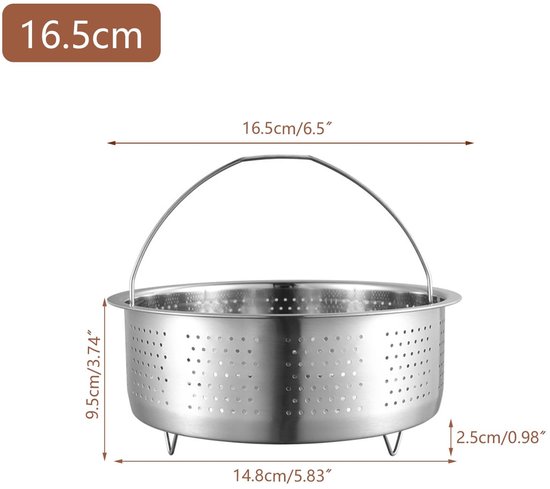 Allecto - Stoomkorf - Roestvrijstalen stoominzet - Duurzaam en veilig - Rond 16,5 cm - Voor groenten en fruit - Ideaal voor stomen - Vaatwasserbest... van Merkloos — afbeelding 5