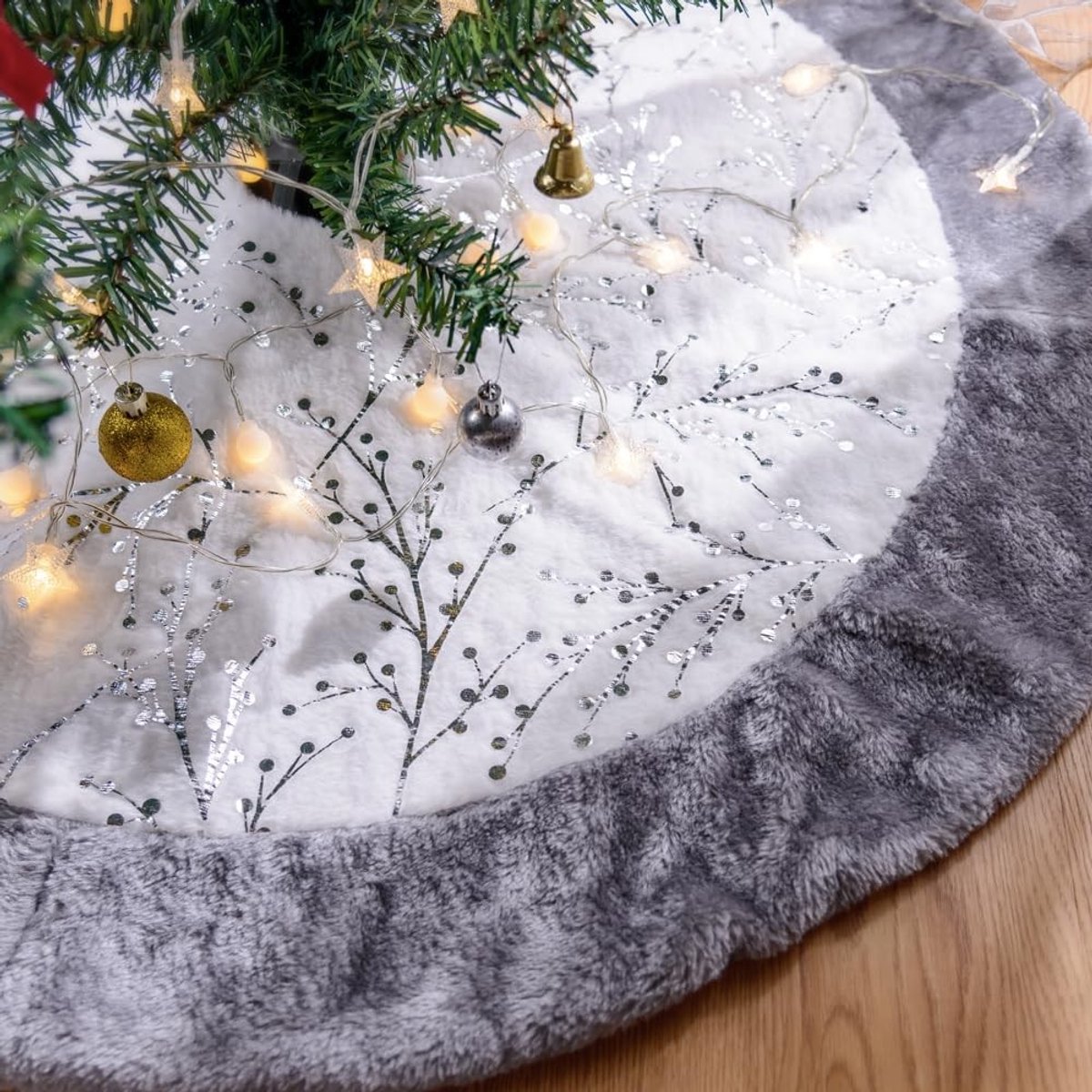 Dailygoods- Kerstboomrok 120cm - Luxe Pluche - Faux Bont - Dubbellaags - Eenvoudige Installatie - Klassiek Patroon - Kerstboommat