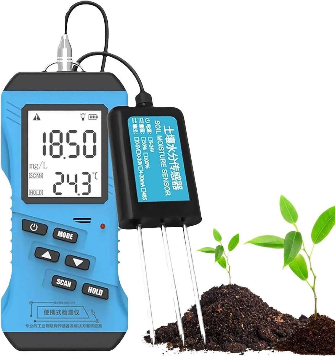 Digitale bodemtester - Bodem analyse - Planten verzorgen - 7-in-1 meting - LCD display - Zwart