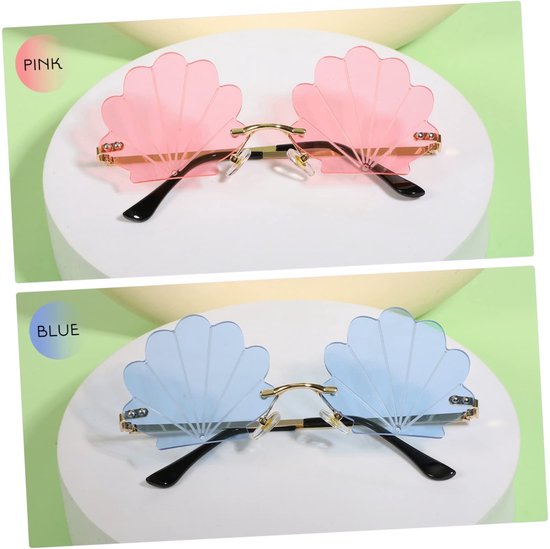 Allecto - Randloze Zonnebrillen - Funky Partybrillen - Trendy Accessoire - Roze en Blauw - Rave-brillen - Perfect voor Feesten en Festivals - 2 Paar van Merkloos — afbeelding 5