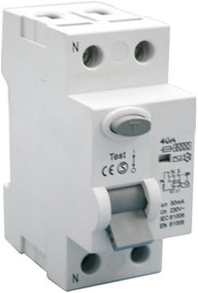 Stroomonderbreker - Veiligheidsschakelaar - Elektrische Circuits Beveiligen - Hoge Efficiëntie - 1P+N 25A - Grijs