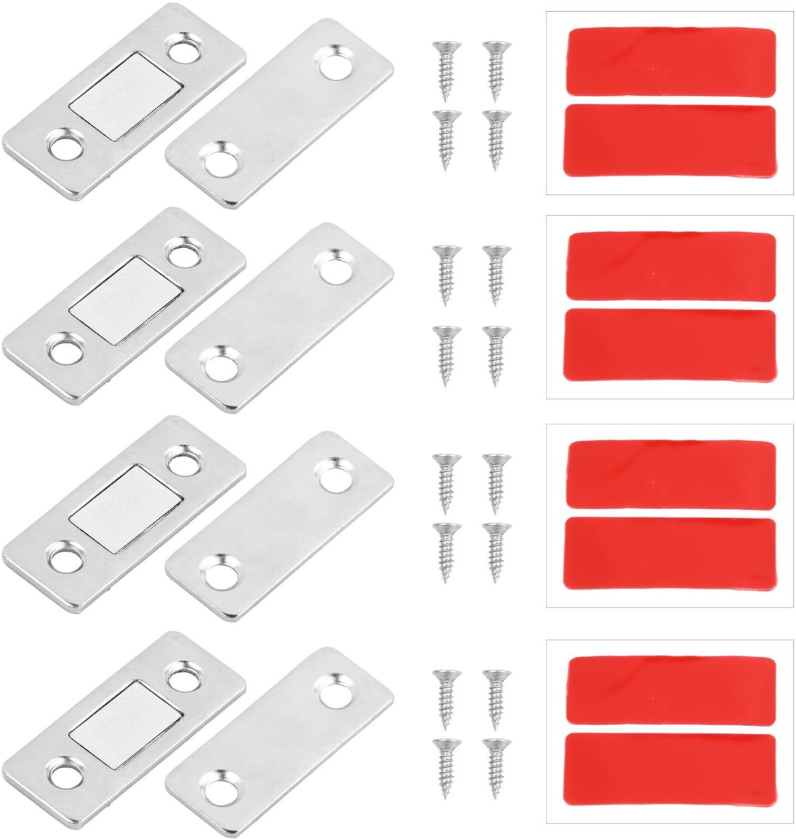 Dailygoods - 4 stuks magneten, lademagneten, sterke magneetsluiting met schroeven voor kastdeuren, kastsloten, laden, ultradun