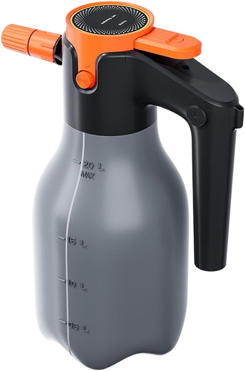 Elektrische Schuimspuit - Oplaadbare Vernevelaar - Auto Wassen - Rijk Uniform Schuim - 2 Liter Capaciteit - Grijs Oranje