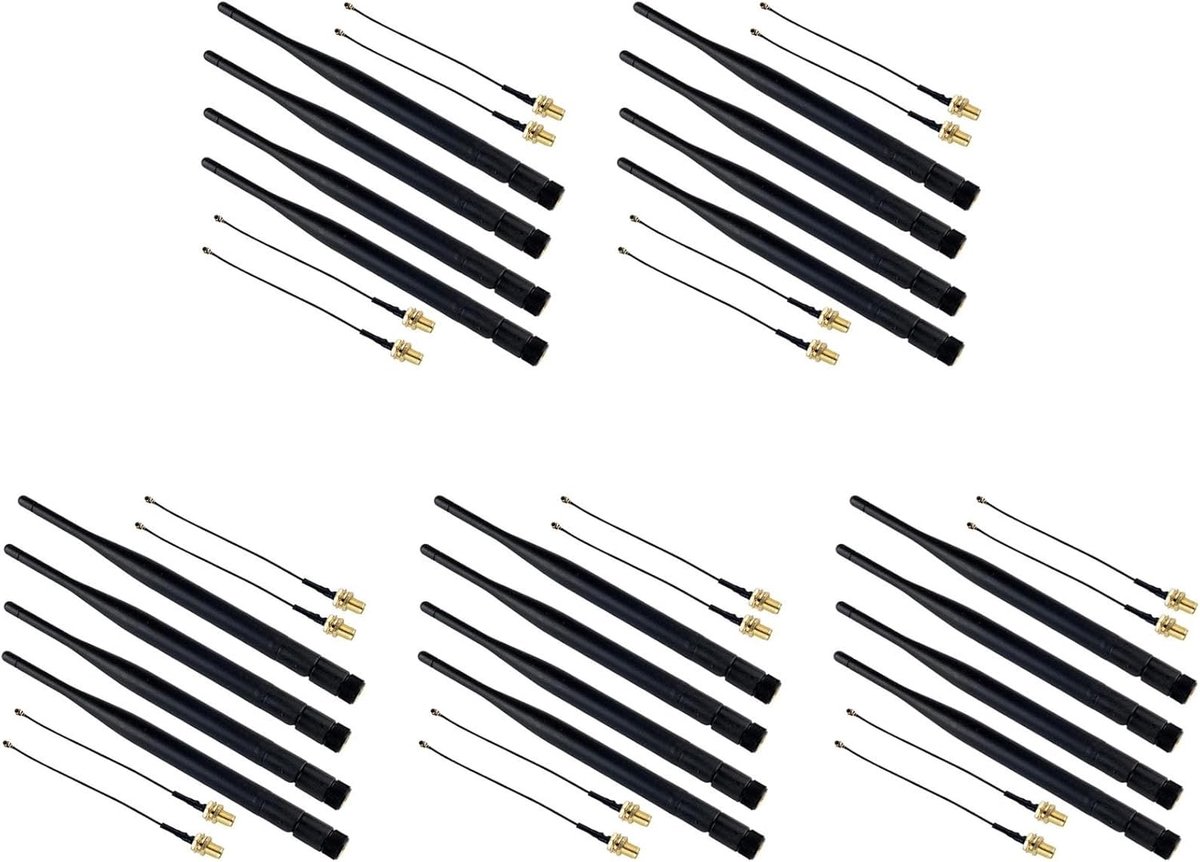 LoRa Antenne Set - 915MHz SMA - Draadloze Communicatie - Hoge Versterking 5dBi - 20 Stuks - Zwart