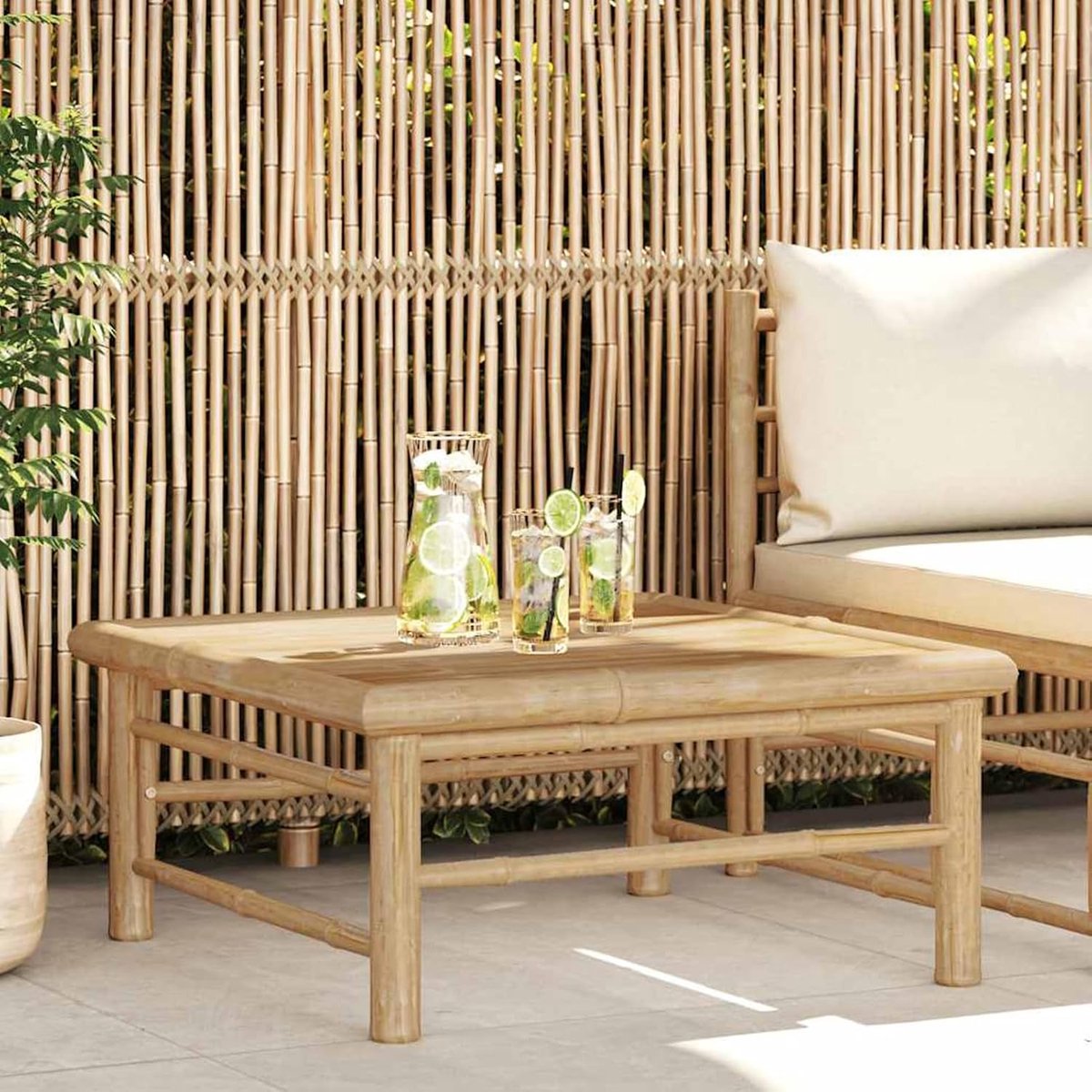 Bamboe Tuintafel - Buiten Tafel - Ontspannen Buiten - Modulair Ontwerp - 65 x 65 cm - Natuurlijk