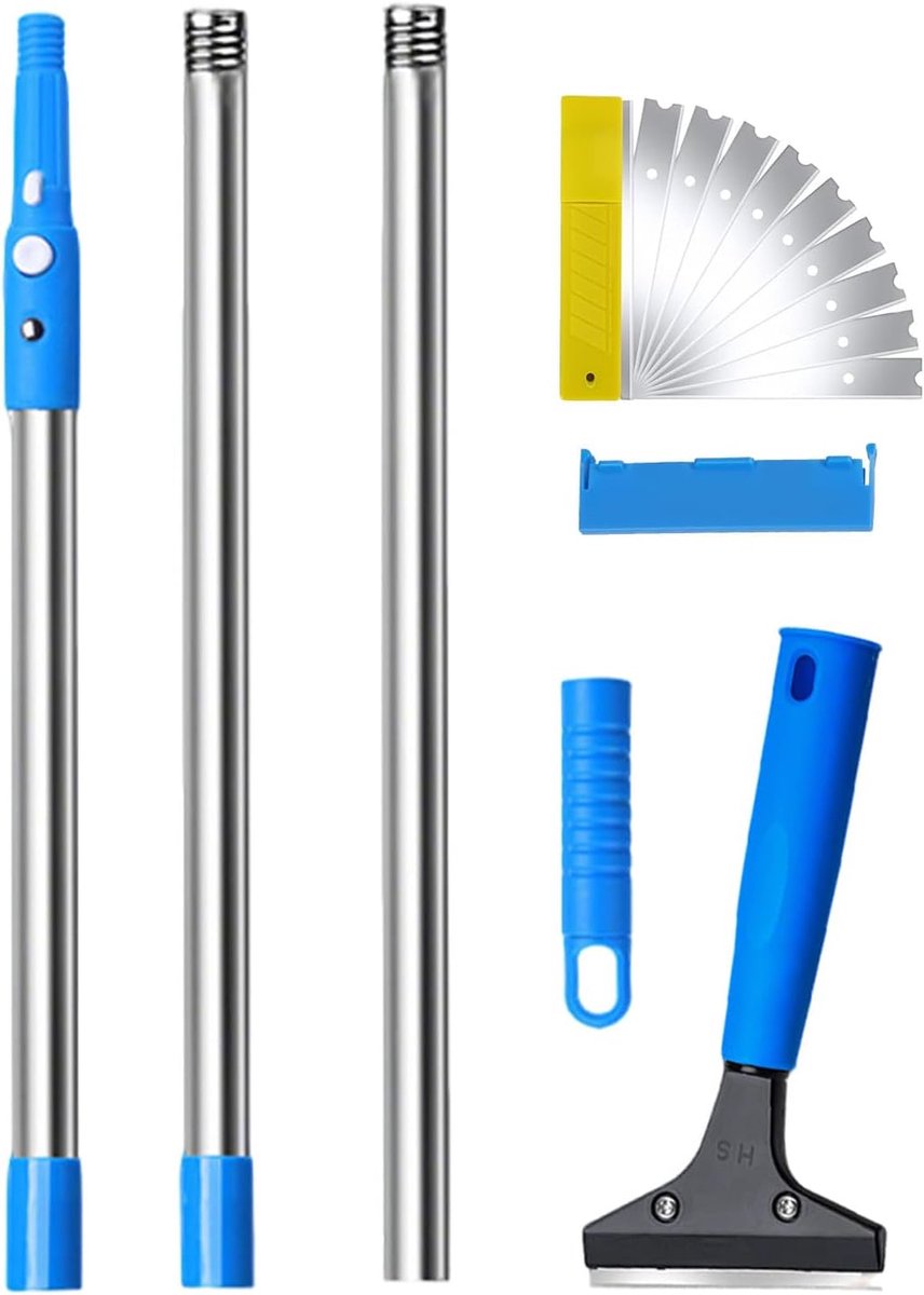 Wandschraper - Tegelreiniger - Efficiënt Schoonmaken - Telescopisch Verstelbaar - Tot 167 cm - Grijs