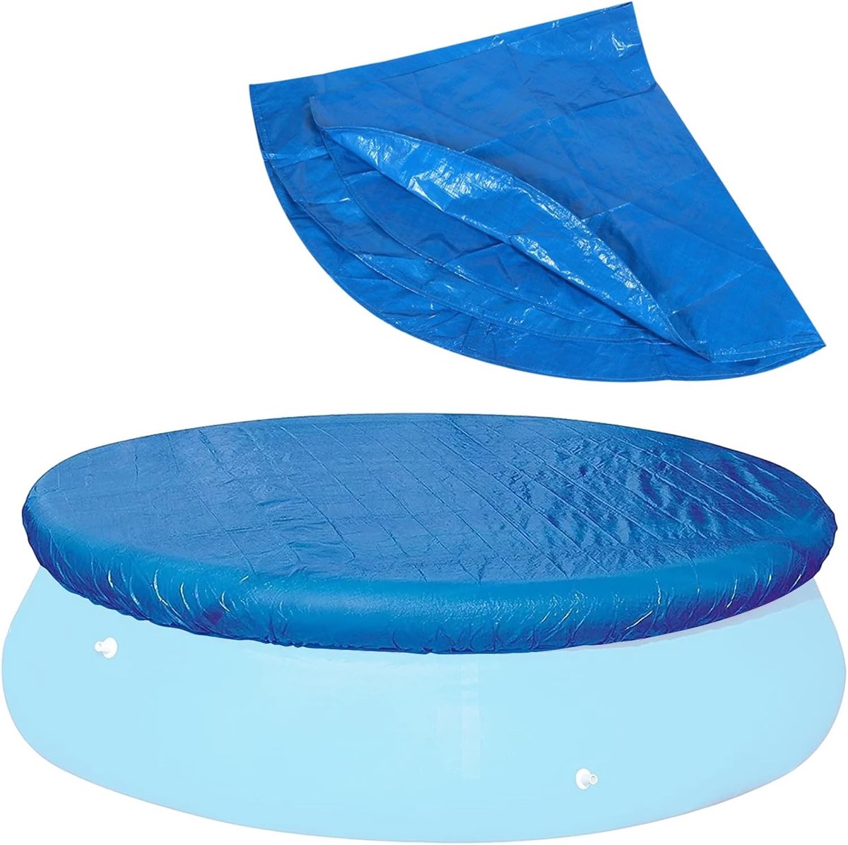 Dailygoods- Zwembadafdekking rond 244 cm - Waterdicht PE - Dubbel gecoat - UV-bescherming - Winddicht - Opvouwbaar en lichtgewicht - Zwembadzeil