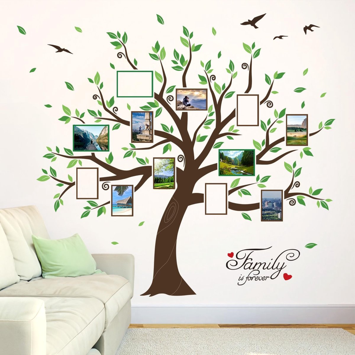 Dailygoods - Familieboom Muurstickers - Fotolijst Boom - Unieke Wanddecoratie - Multikleur - Creatieve Muurdecoratie - Geschikt voor Woonkamer en Slaa...