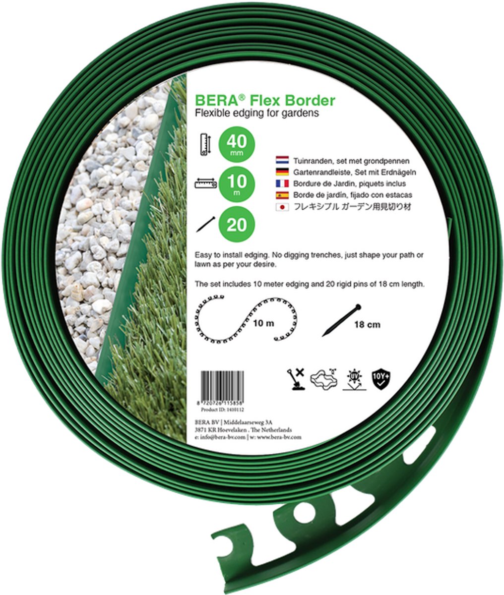 Borderrand - BERA Flex Border - Lengte 10 m - Hoogte 4 cm - Groen