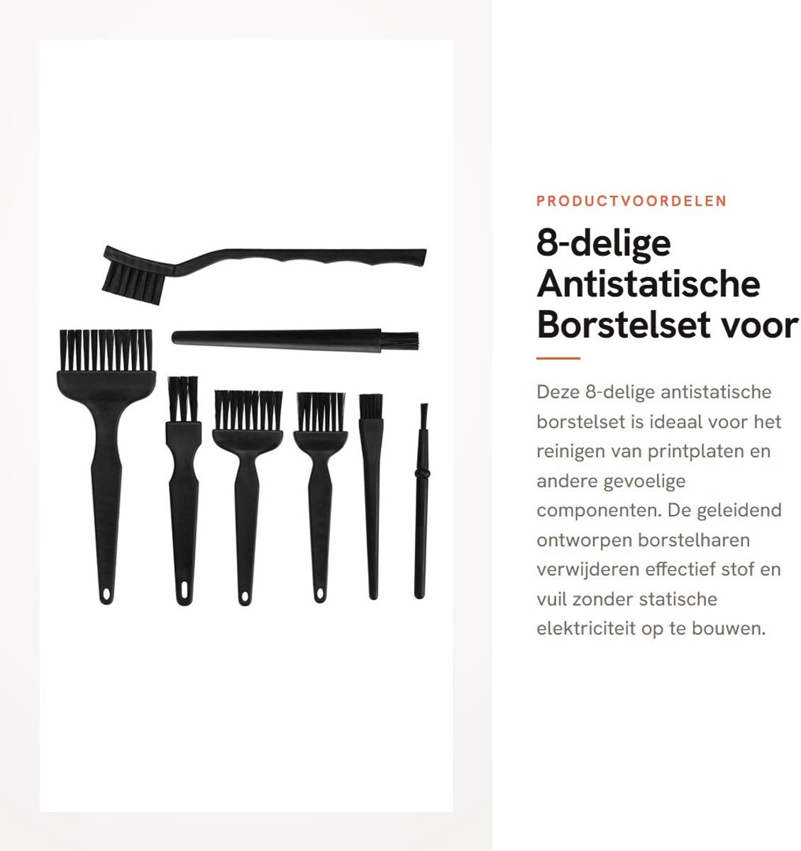 Dailygoods - 8-delige Antistatische Borstelset voor Printplaten en Componenten