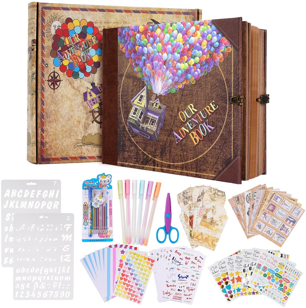 Dailygoods- Scrapbook fotoalbum 146 pagina's - Harde kaft - 22 x 19 cm - Reis scrapbook - Avontuurboek - Voor jubileum/bruiloft/Valentijnsdag/Kerstmis