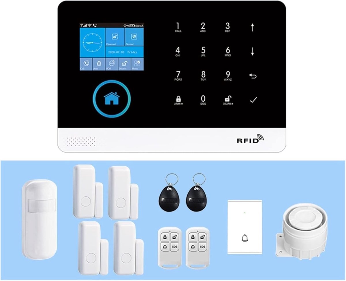 Draadloos alarmsysteem - Home security kit - Huis beveiligen - Met app en GSM - 999 zones - C1