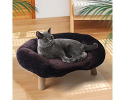 Huisdierbank - Hondenbank - Kattenbank - Bank - Polyestervezel - 50x40x24cm - Geschikt voor middelgrote huisdieren (12-18 kg) - Kan in de woonkamer, op het balkon en in de slaapkamer worden geplaatst - Bruin