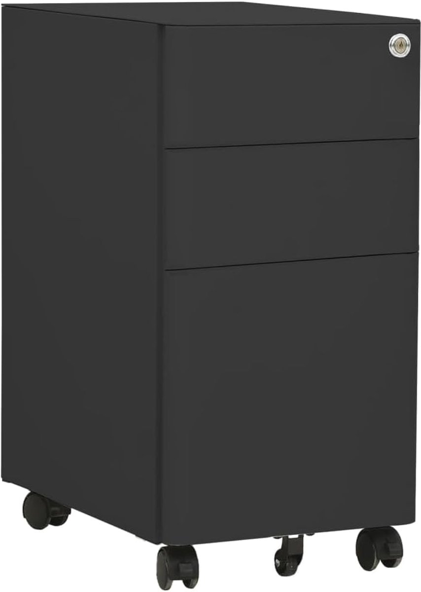 Ladeblok Mobiel - Opbergkastje Bureau - Kantoor Organiseren - Stalen Constructie - 30x45x59cm - Antraciet