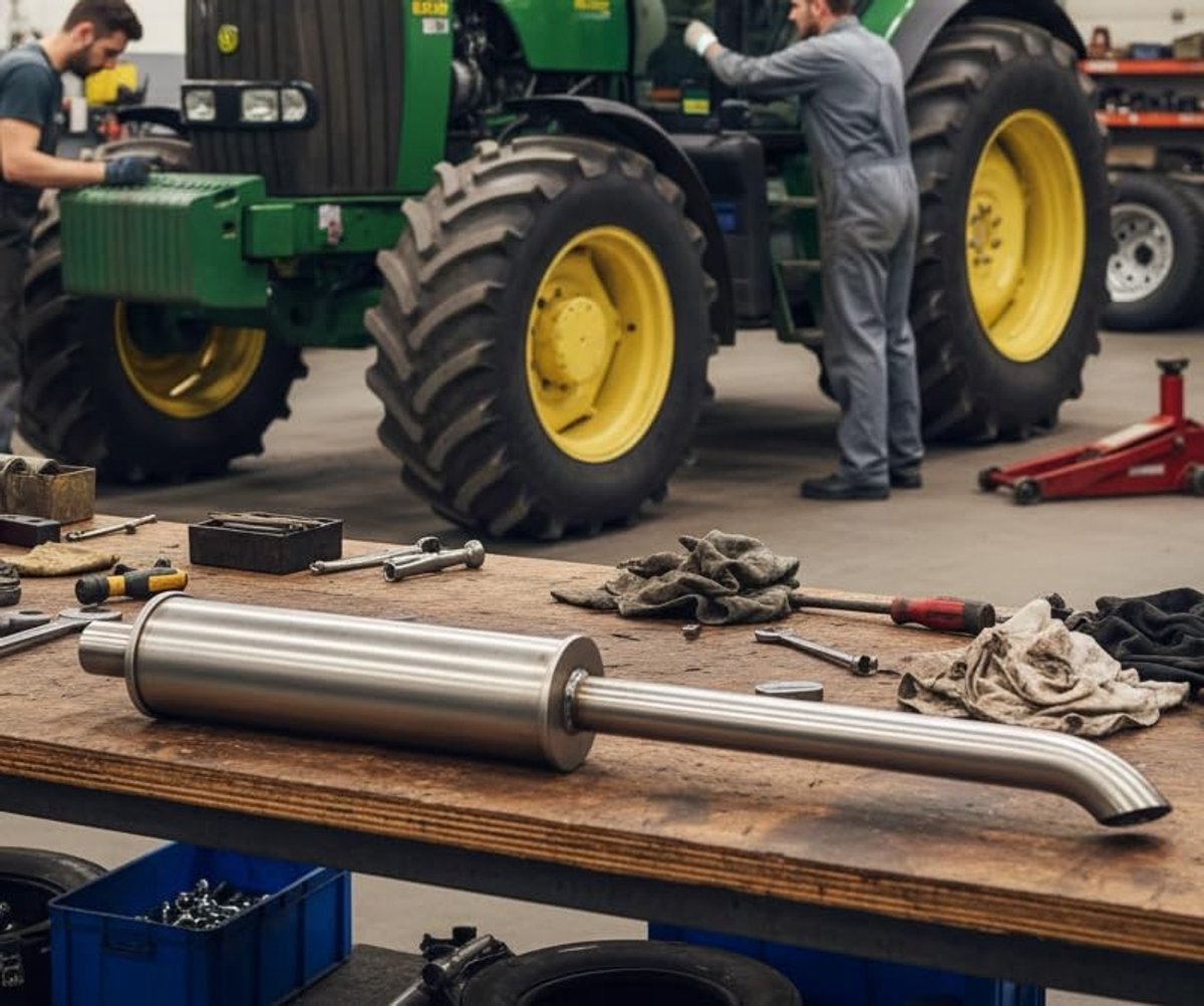 Dailygoods - Tractor geluiddemper roestvrij staal Ø100 mm met 45 mm uitlaat aansluiting