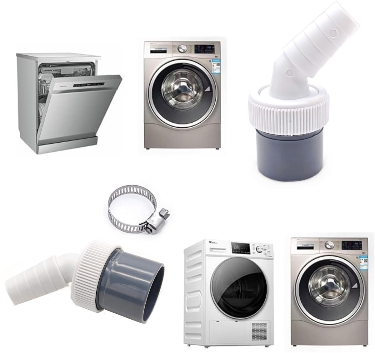 Dailygoods - Afvoeraansluiting voor Wasmachine met Slangklem