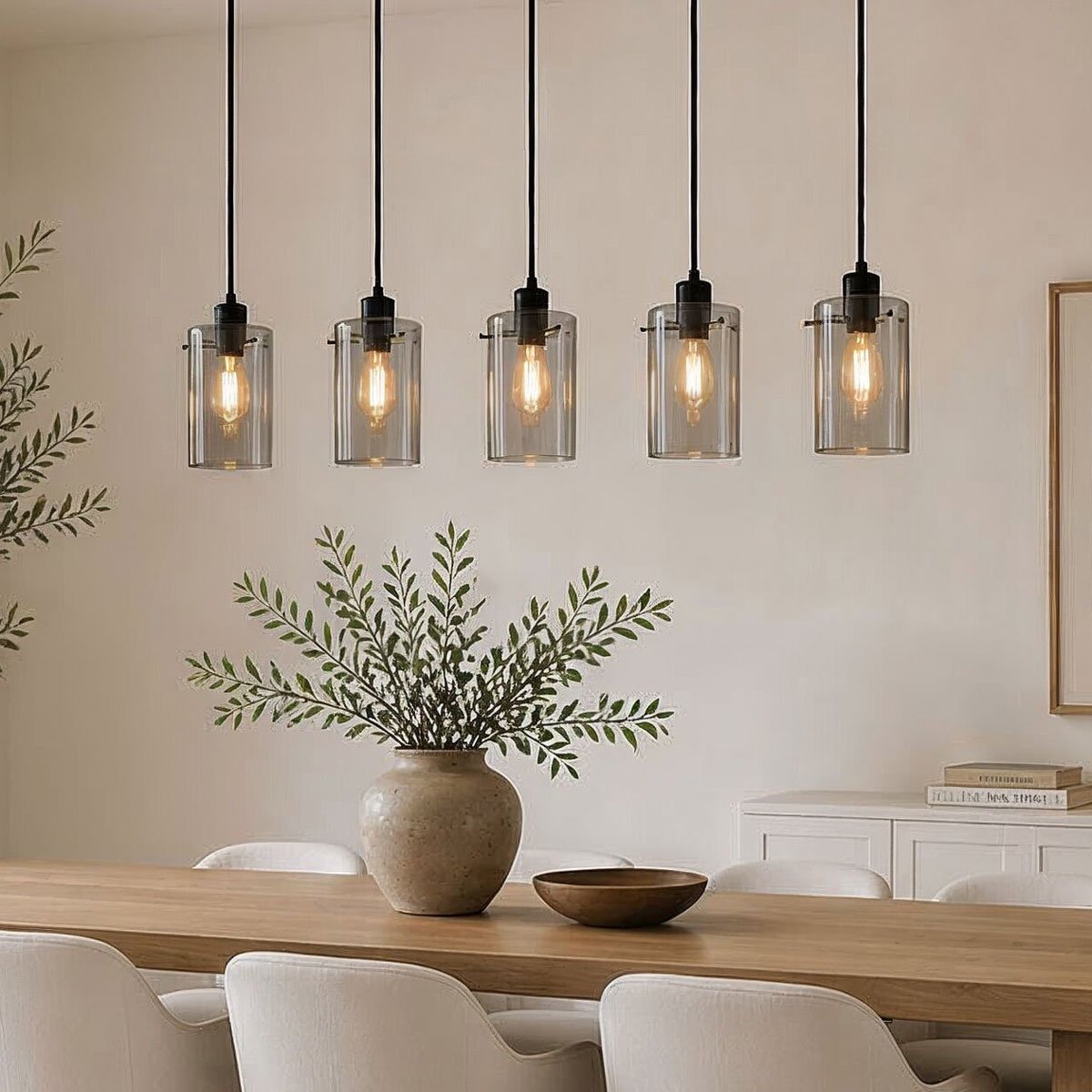 LumenXL Mat zwarte hanglamp - smoke grijs glas 5-lichts Texas