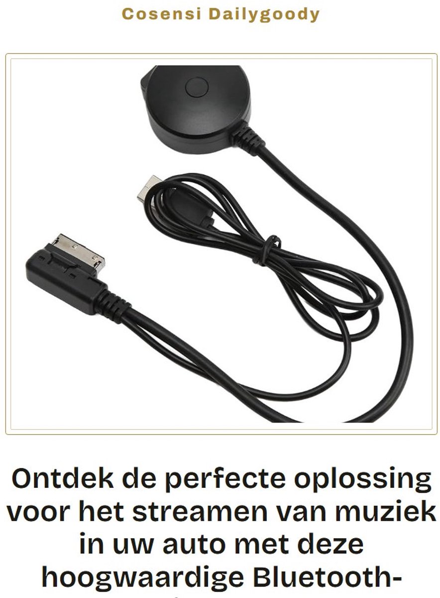 Dailygoods Audio in Kabel - Bluetooth Muziek Adapter - Professioneel - Geschikt voor A3 A4 A5 A6 A7 S3 S4 Q3 Q5 Q7 - Hoogwaardige Audio...
