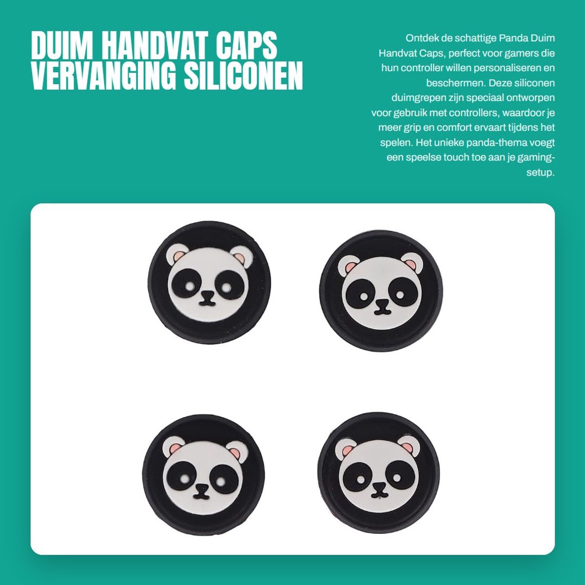 Dailygoods- Duimhandvat 4 Stuks - Siliconen Duimgreep - Panda Thema - Analoge Stick Cover - Joystick Cap Cover - Verhoogt Nauwkeurigheid - Controller Grip