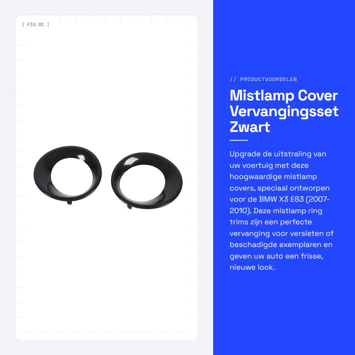 Dailygoods- Mistlamp Cover Vervanging - Mistlampkap - Voorbumper - X3 E83 2007-2010 - 2 Stuks - Hoogwaardig ABS Materiaal