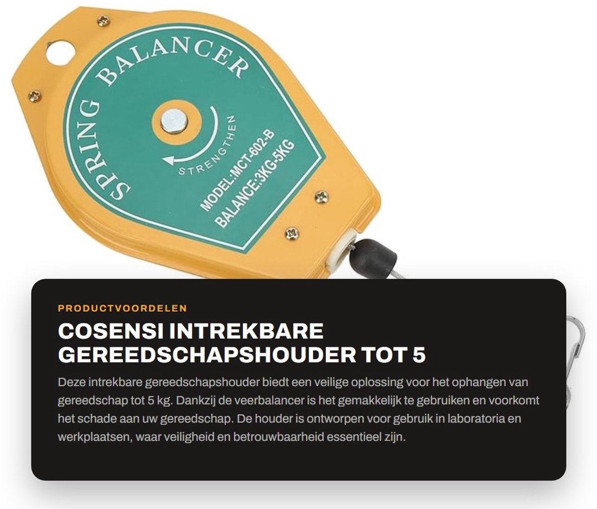 Dailygoods - Intrekbare Gereedschapshouder tot 5 kg met Montagemateriaal
