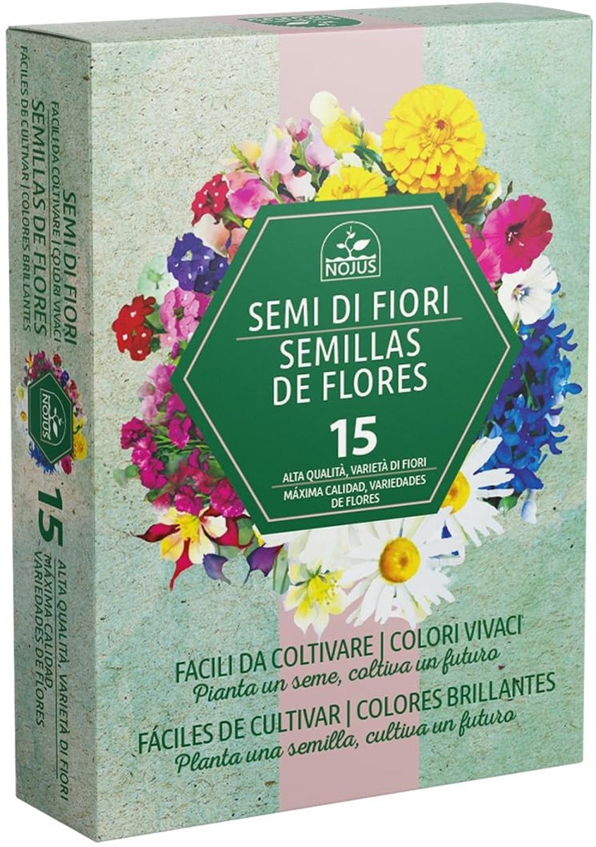 Dailygoods- Bloemzaden Set - 15 Zakjes Mix - 15 Soorten Meerjarige Zaden - Korenbloem/Anjer/Digitalis/Lavatera - Ideaal Tuin Cadeau - Elegante Kleurrijke Bloemen - Bloemenzadenmix
