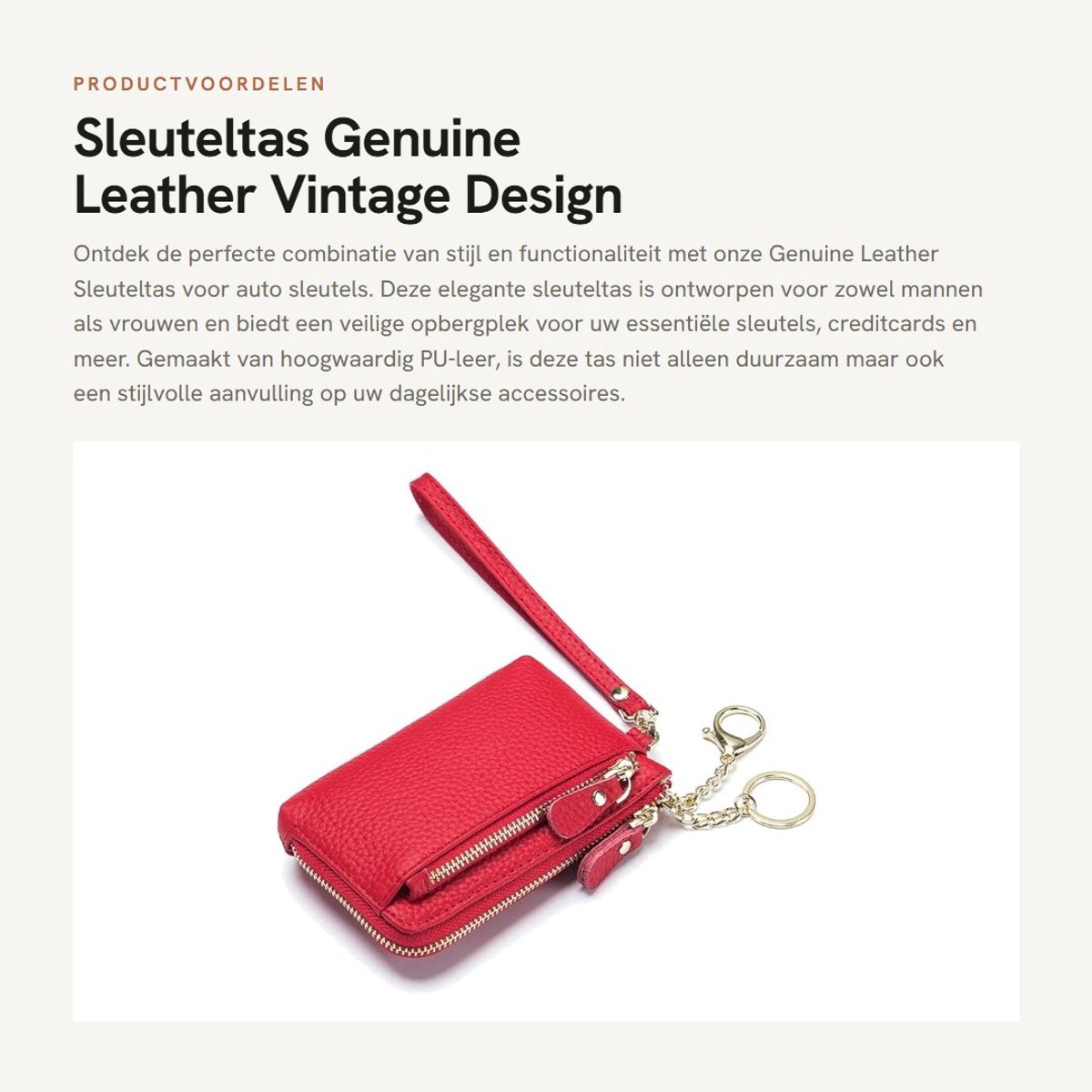 Dailygoods- Sleuteltas - Vintage PU Leer - Sleuteltasje met Rits - Sleutelhouder - Portemonnee voor Sleutels - Geschikt voor Bankkaarten - Bescherming tegen Schade