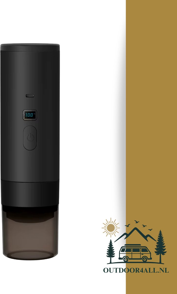 Draagbare Coffee maker voor camping, op reis of onderweg - Oplaadbaar - Zwart