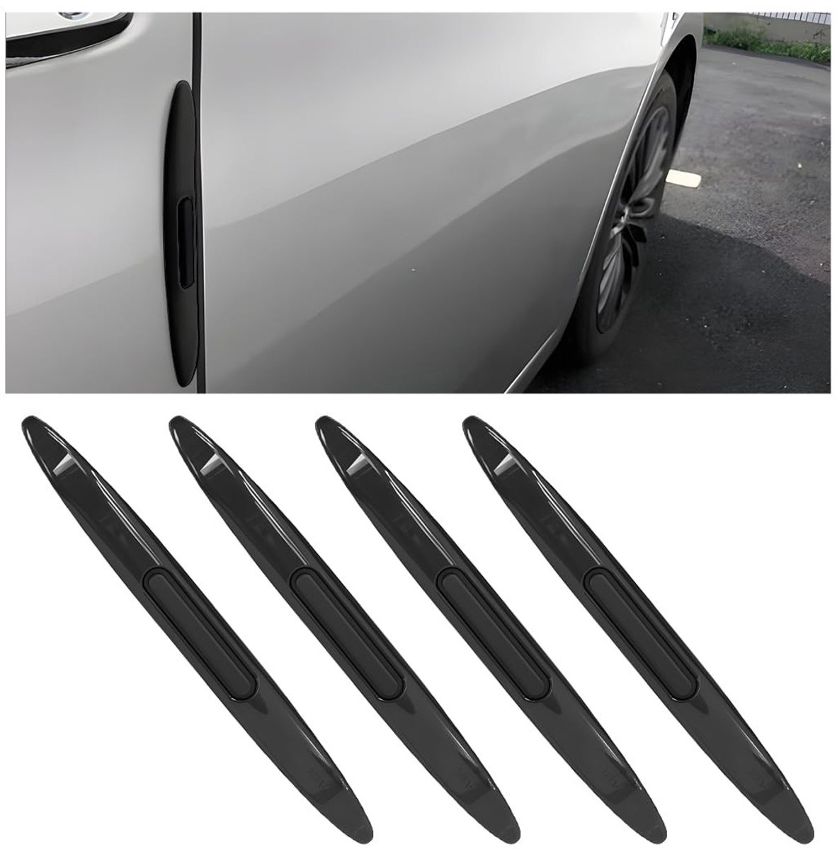Dailygoods- Beschermstrips Antistatisch - Bumperbescherming - Anti-botsingsbescherming - Auto/Krasbescherming - Pack van 4 - Duurzaam Silicone 143*15*7mm - Bumperstrip