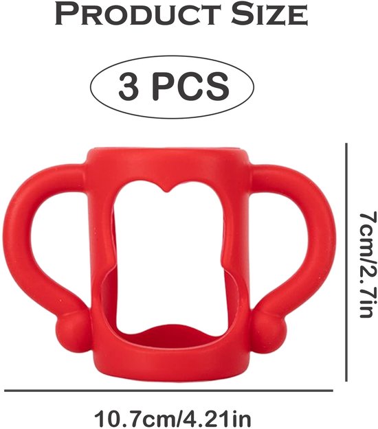Dailygoods- Babyfles-Handgrepen 3 Stuks - Siliconen Flesgreep - Flessenhouder voor Kinderen - Kleine Handgreep - Compatibel met Dr. Brown Flessen - Fleshouder van Dailygoods — afbeelding 4