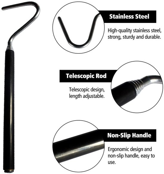Dailygoods- Slangenhaak - Opvouwbaar - Roestvrij Staal - Intrekbare Schacht - Eendenbek Haak - Voor Slangen tot 2 Pond - Reptielenhaken van Dailygoods — afbeelding 2