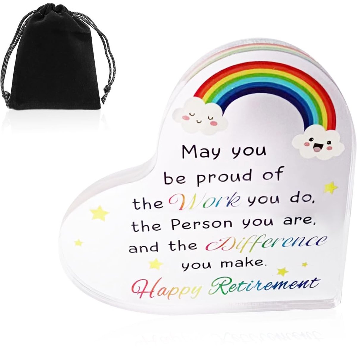 Dailygoods- Bedank-ornament Hartvormig - Acryl - Tafeldecoratie - Opbergtas - 10 x 10 x 1 cm - Robuust en duurzaam - Decoratie