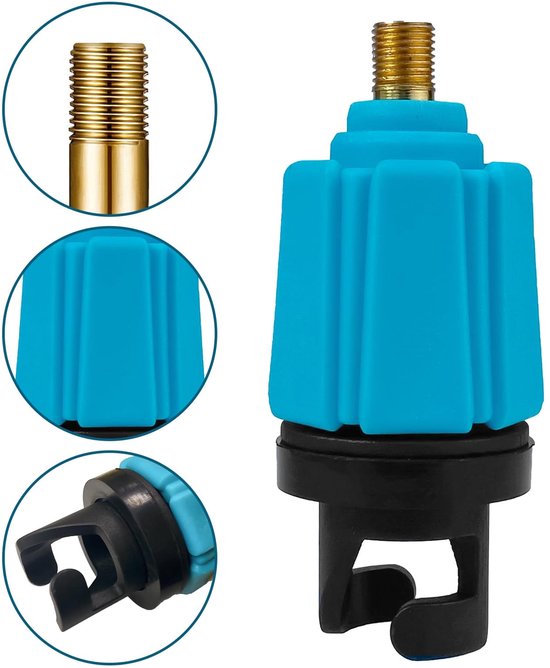 Ventieladapter - Pomp adapter - Watersport opblazen - Duurzaam rubber koper - 10 x 14 cm - Blauw — afbeelding 2