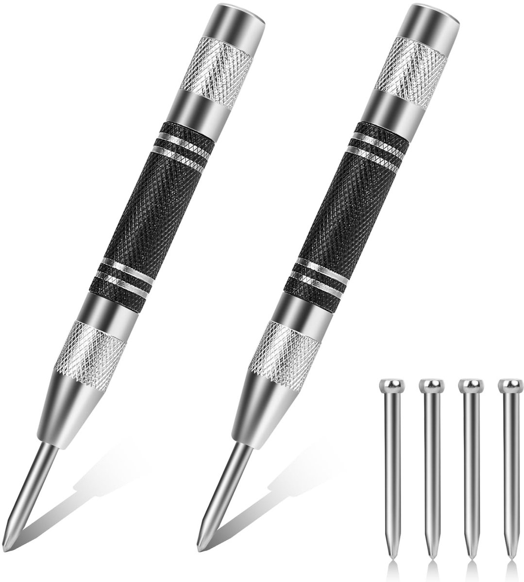 Dailygoods- Centerpons Automatisch - Set van 6 - Roestvrij Staal - Verstelbaar - Hoogwaardige Kwaliteit - Eenvoudige Bediening - Perforator