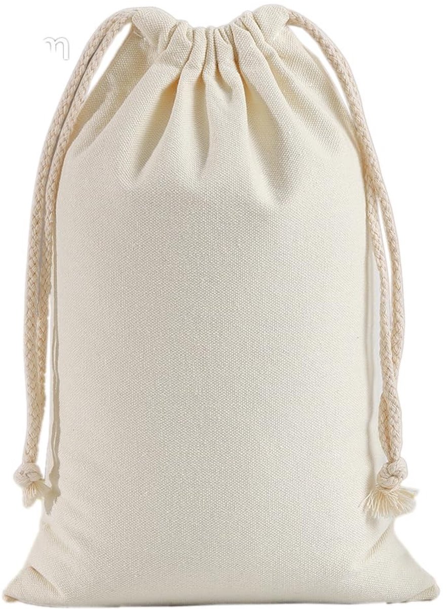 Dailygoods- Katoenen Zakjes 2 Stuks - Trekkoord - Cadeauzakjes - Sieradenzakjes - Bruiloft - 20 cm x 30 cm - Beige - Opbergzakjes