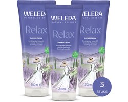 WELEDA Relax Douchecrème - 3 x 200ml - Voordeelverpakking - Geur Van Lavendel, Bergamot & Vetiver -Behoudt Natuurlijke Vochtbalans - 100% Natuurlijke Ingrediënten - 600 ml