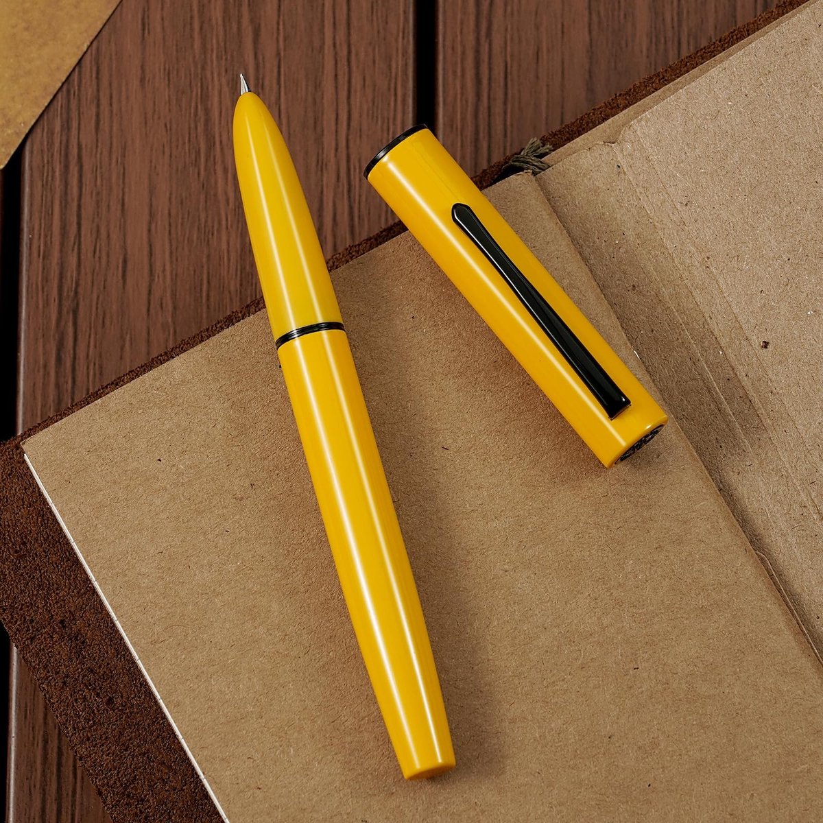 HONG DIAN C1 Vulpen Fijne Penpunt, Citroengeel & Klassiek Retro Design Metalen Pen Met Inktconverter