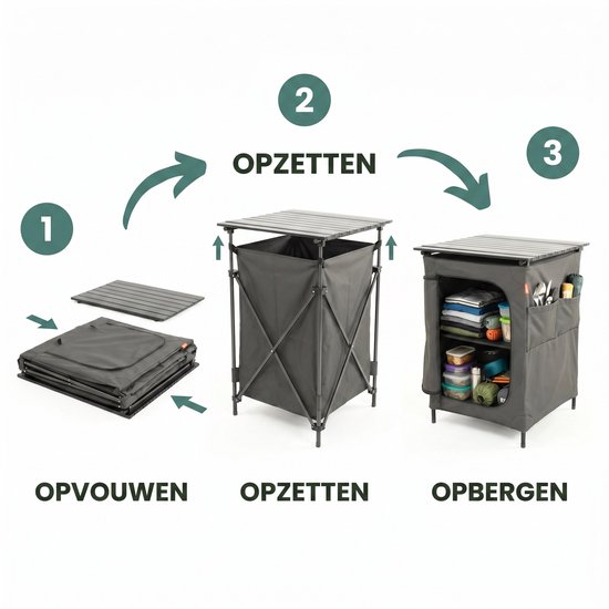 Happy Rhino - Opbergkast Stara - Grijs - Aluminium buis - Campingkast - Voorraadkast - Kampeerkast — afbeelding 4