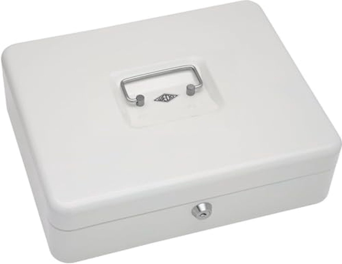 Geldcassette - Kassakistje - Veilig Geld Bewaren - Inschuifbare Handgreep - 30 x 24 x 9 cm - Wit
