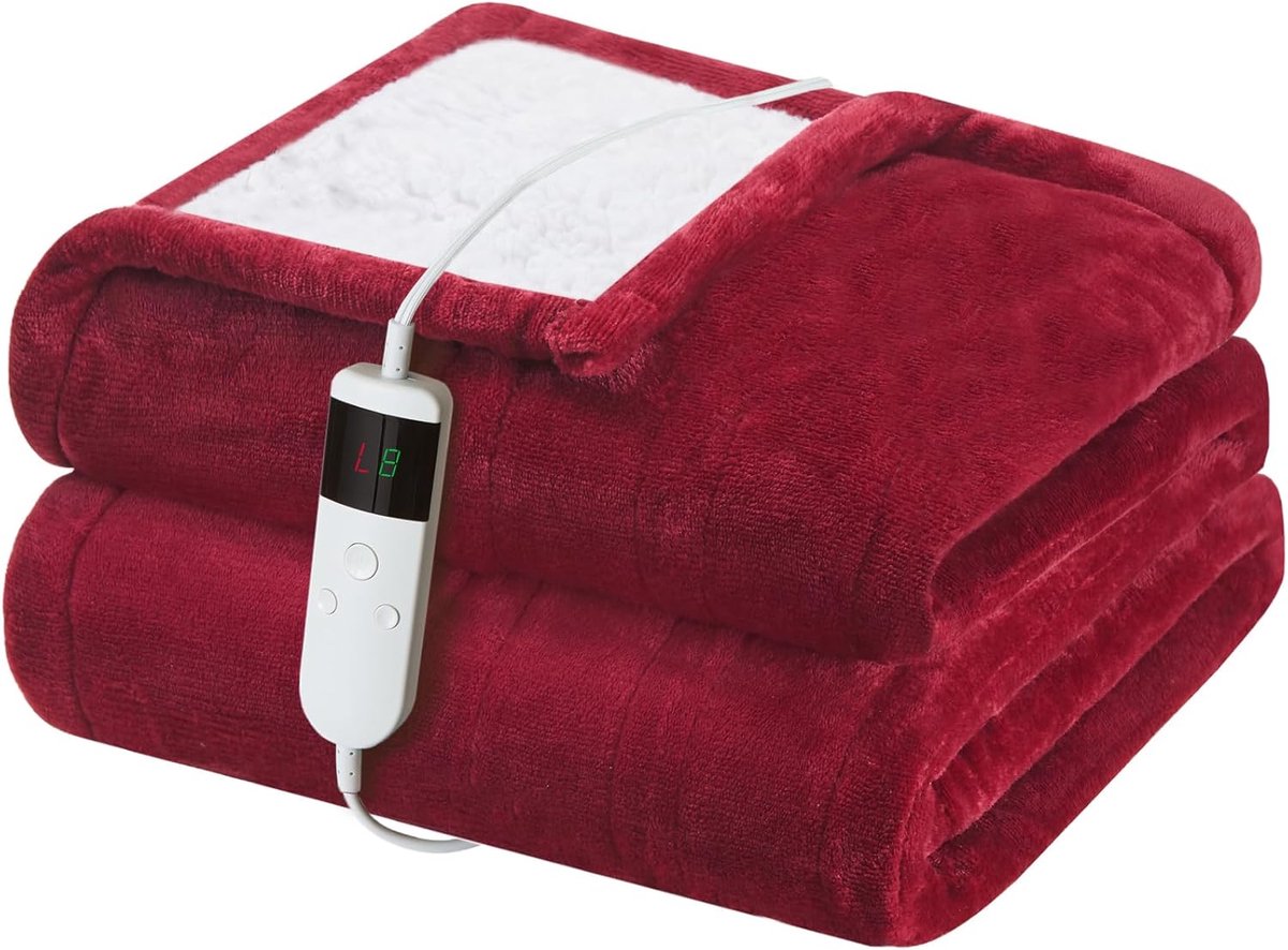 Elektrische Deken - Verwarmde Plaid - Gezelligheid Verwarmen - 10 Warmtestanden - 150 x 180 cm - Rood
