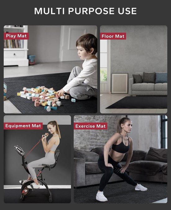 Grote Sportmat - Fitnessmat Gymnastiekmat - Comfortabel Trainen - Dubbelzijdig Antislip - 213 x 152 cm - Zwart — afbeelding 3