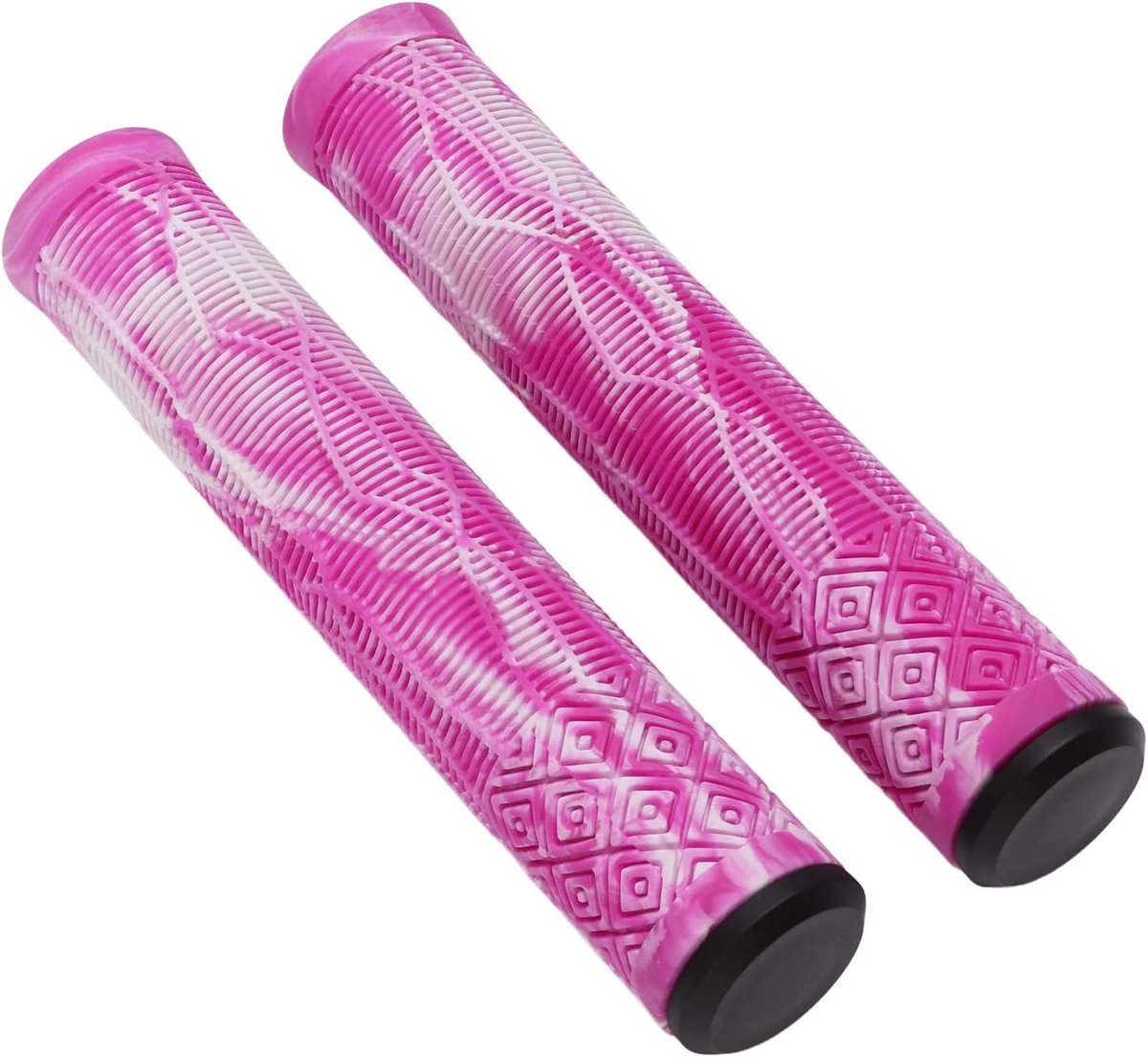 Fietsstuurhoezen - Handvatten - Comfortabel Fietsen - Schokabsorberend TPE-rubber - Standaard 222 mm - Roze Paars Wit