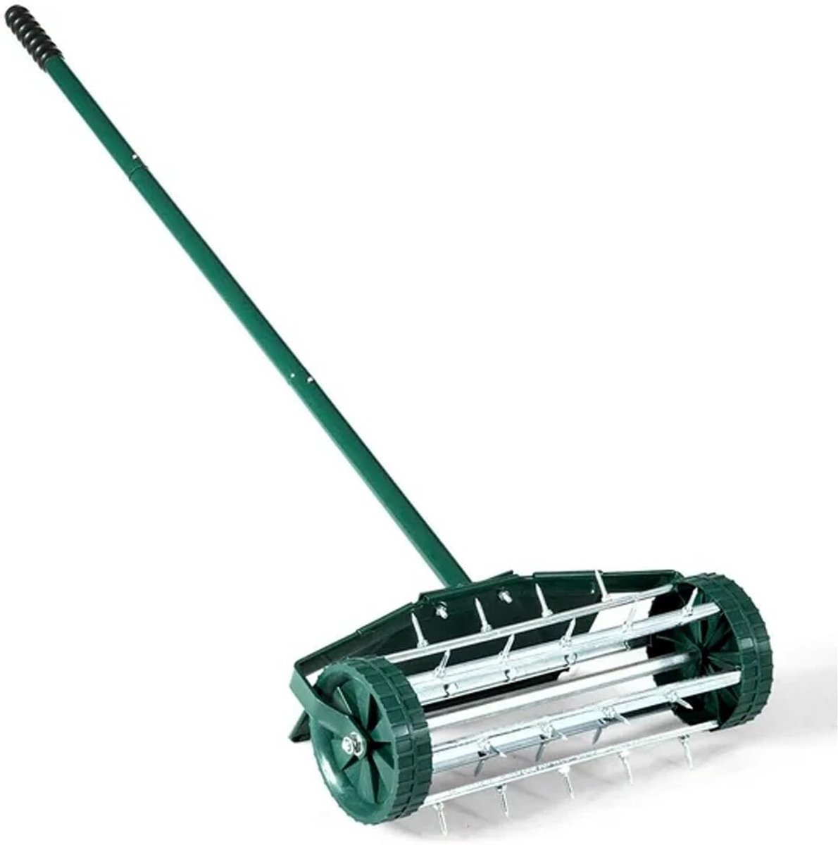 Gazonbeluchter - Grasroller Tandwals - Gazononderhoud Bevorderen - Afneembare Handgreep - 45 cm Breed - Zilver