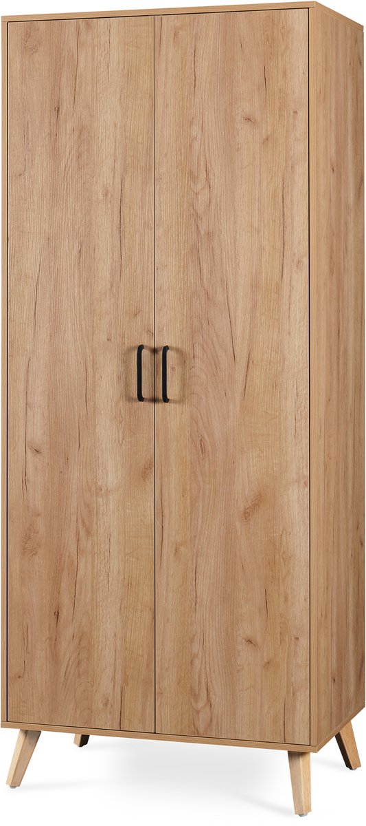 en.casa Kledingkast Norg met 2 deuren en 1 opbergvak 191x80x52 cm eikenkleurig [en.casa] eikenkleurig 1 vak
