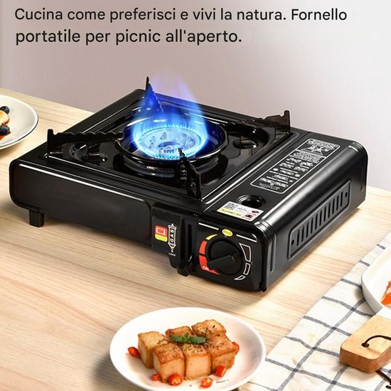 Campingkooktoestel Gas - Compact Fornuis - Buiten Koken - Automatische Ontsteking - 37x29x11 cm - Zwart — afbeelding 3